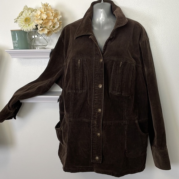 Women's Thick Brown Corduroy Jacket - Picture 3 of 16